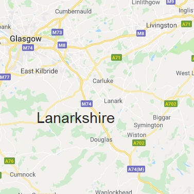 Lanarkshire map detailing area within which replacement windows can be installed