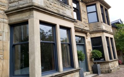 Enhance Your Traditional Home with Replica Grey Vertically Sliding Windows